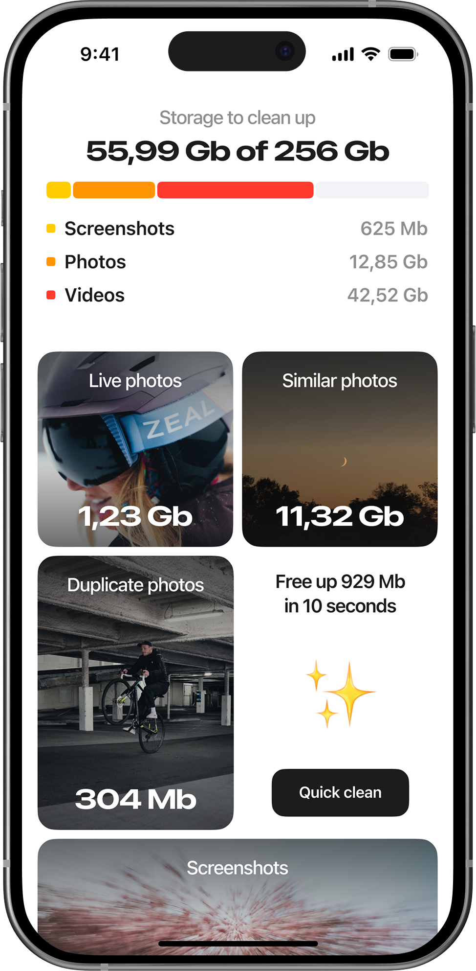 Clean Control screenshot showing storage overview
